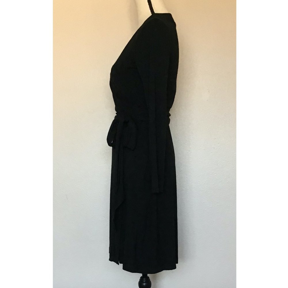 Banana Republic Long-Sleeve Black Wrap Dress [P] - Picture 3 of 6
